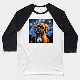 Boxer Puppy Painted in Starry Night style Baseball T-Shirt